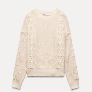 ZARA LACE TRIM KNIT SWEATER WITH WOOL AND ALPACA NWT